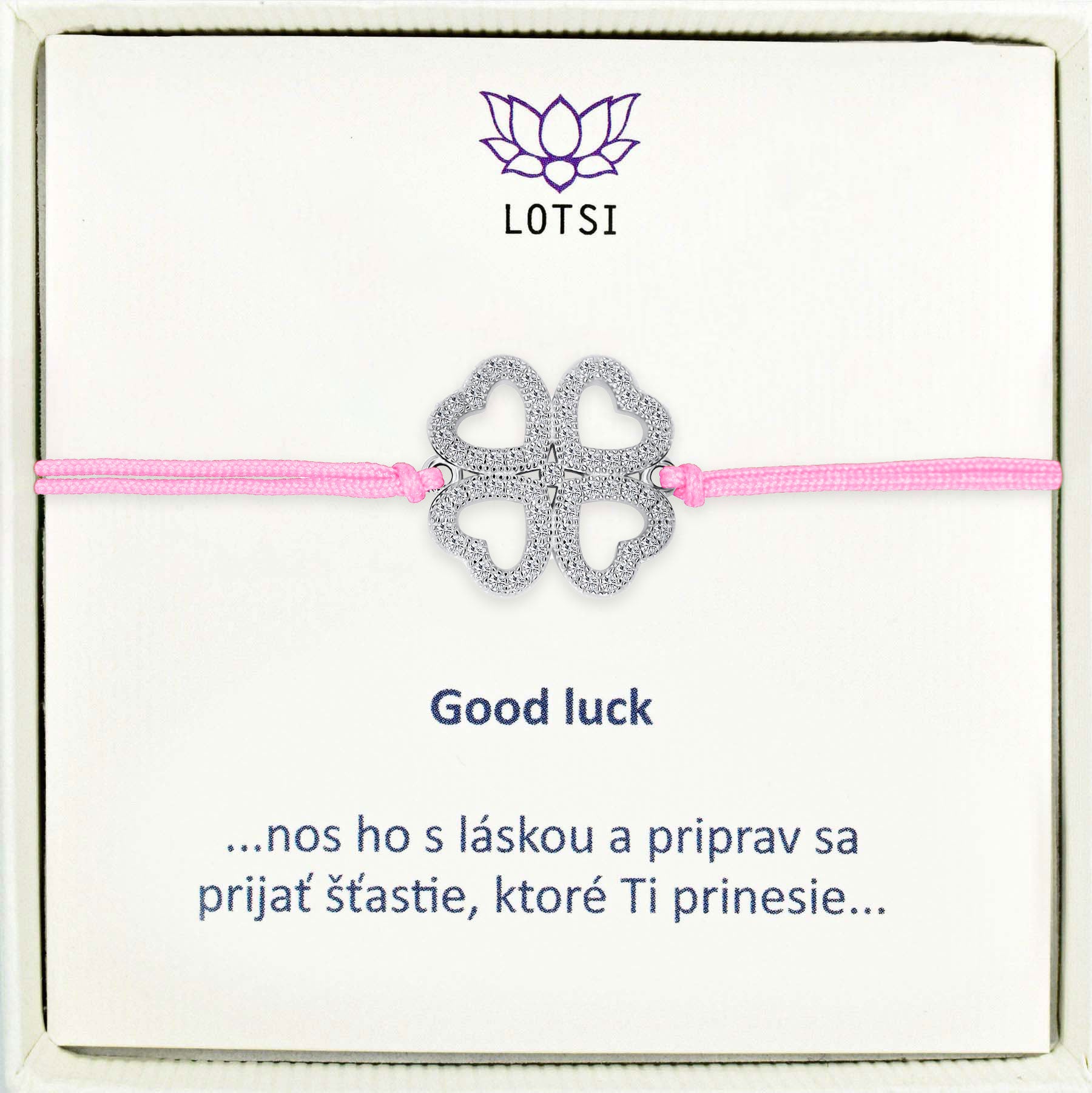 Strieborný náramok Good luck