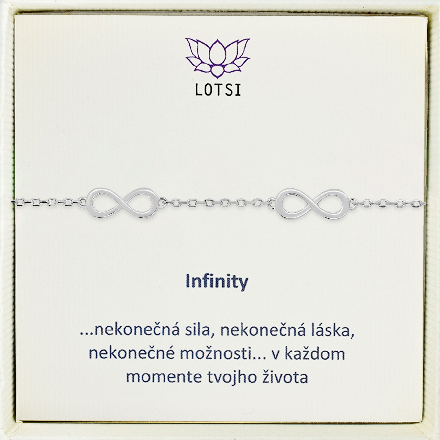 Strieborný náramok Infinity
