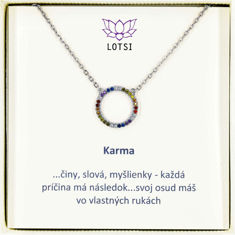 Stieborná retiazka Karma