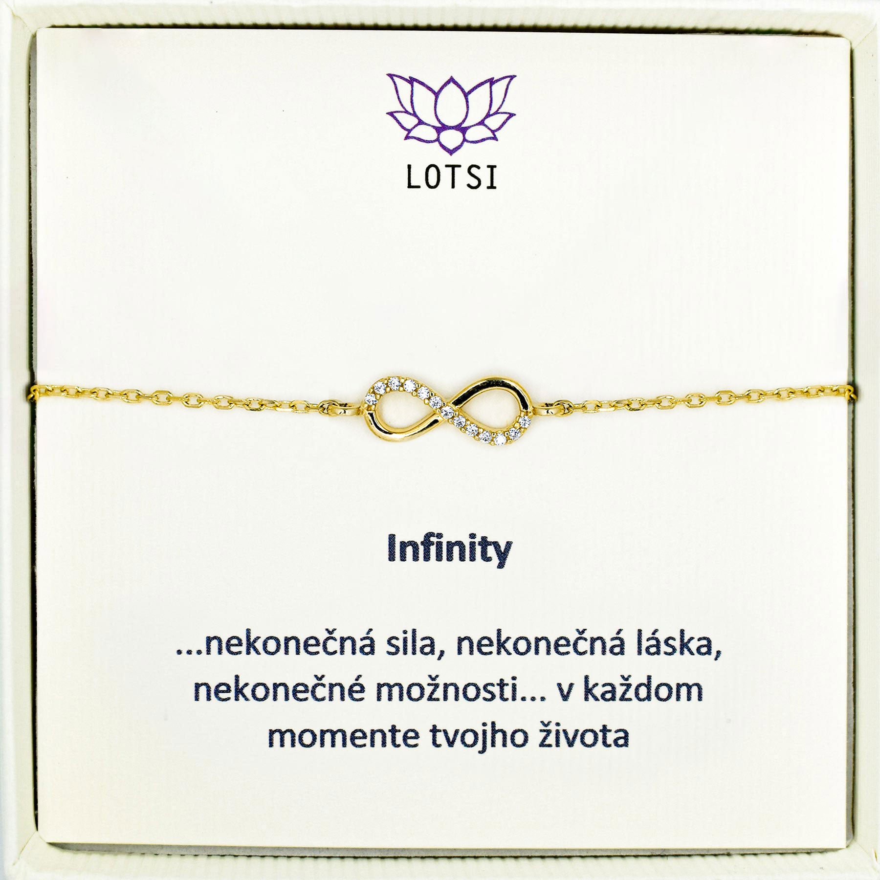Zlatý náramok Infinity