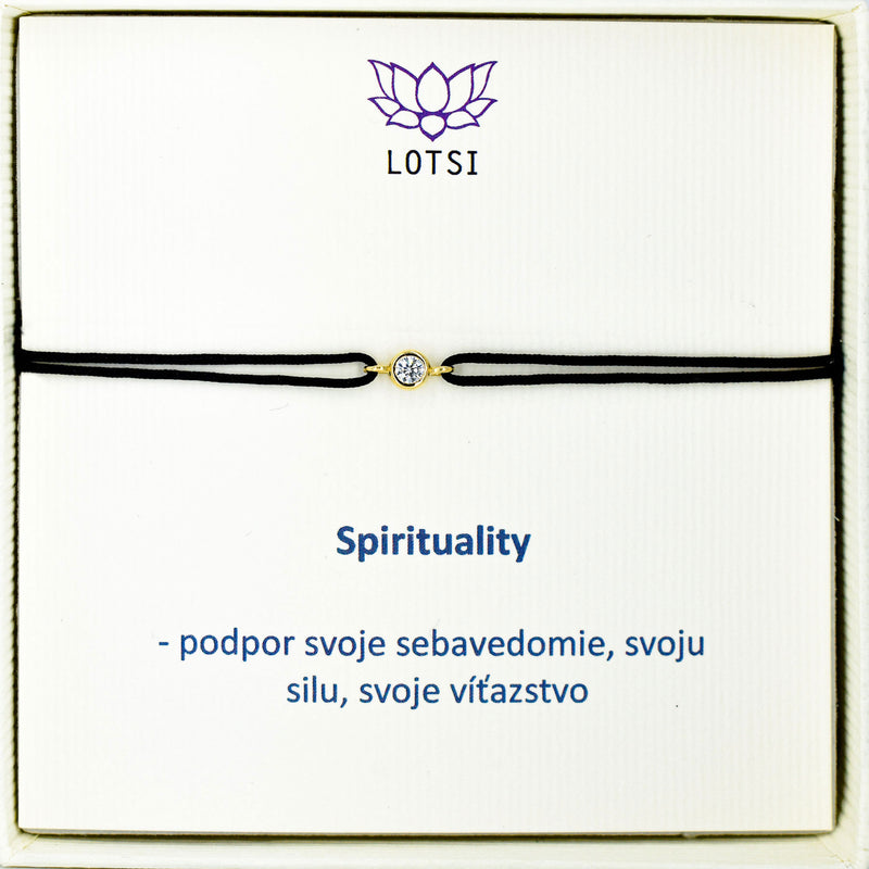 Zlatý náramok s čiernou šnúrkou