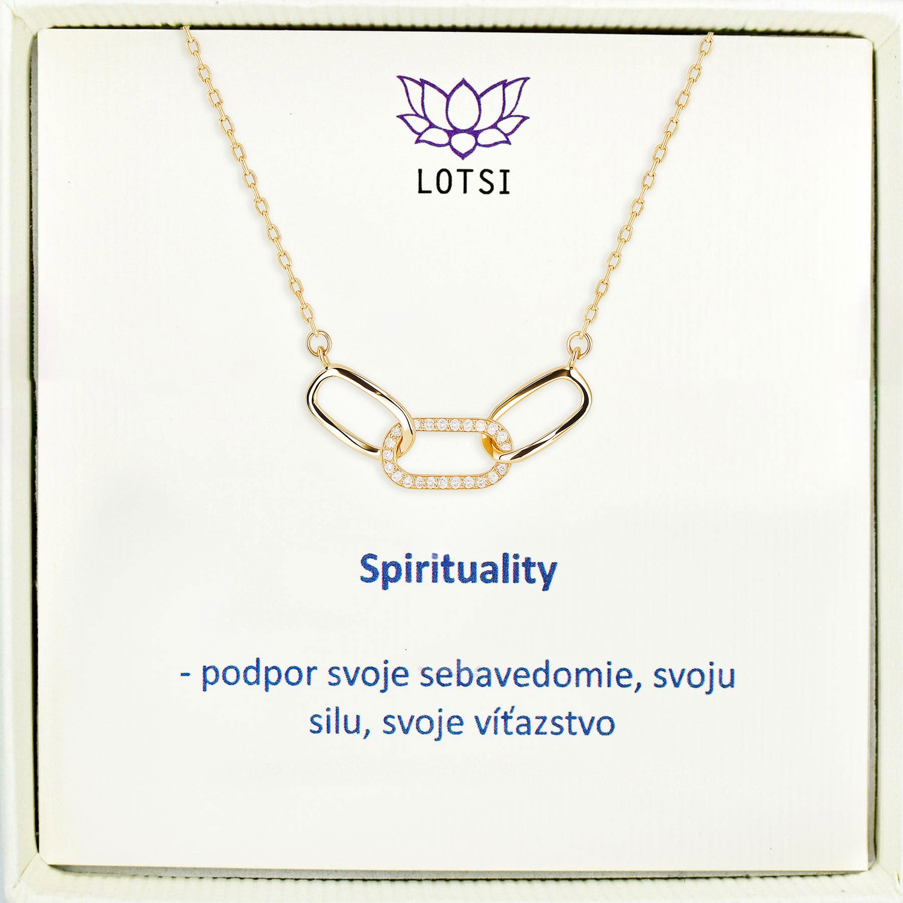 strieborna retiazka Spirituality s pozlatenim